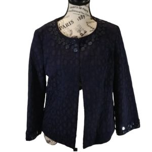 Dana  Buckman‎ Navy Embellished Jacket with Navy Circles Size 6